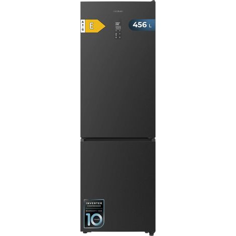 Cecotec Frigorífico Combi 456L Total No Frost Bolero CoolMarket Combi 456 Dark E. Altura 201cm y 59,5cm Ancho, MAX INSIDE con VIP Tech, Compresor Inverter Plus, Bajo Consumo, Bandejas Cristal, Dark
