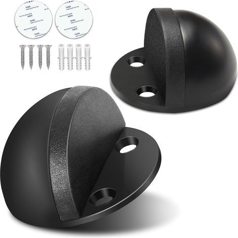 Butée de porte autocollante en caoutchouc noir, sans perçage, protection murale, lot de 2 (1/5)