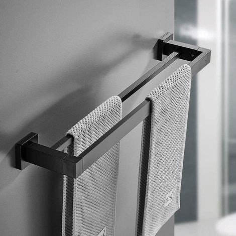 Serviette Noir Mat Double Barre Porte-Serviettes Support Mural en Acier Inoxydable 2 Barres Étagère De Salle De Bain Accessoires De Salle De Bain (Size : 40CM) (1/5)