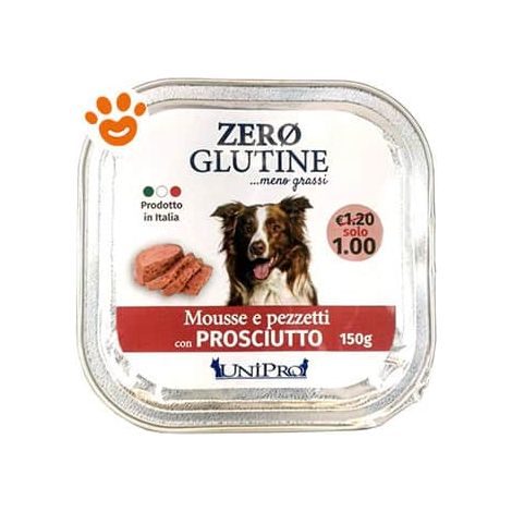 Unipro Dog Adult Adult Zero Glutine Prosciutto - Vaschetta 150 Gr -