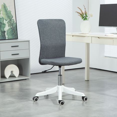 Bürostuhl mit Rollen, höhenverstellbar und mit synthetischem Leinen bezogen, für Büro oder Arbeitszimmer, 53 x 43 x 85–93 cm, Grau