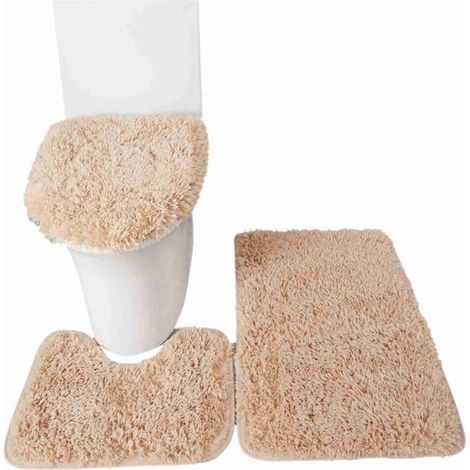 Tappetino da bagno a forma di U, 3 pezzi, copriwater, antiscivolo, morbido, assorbente, porta robusta, set per sedile bagno. (1/5)