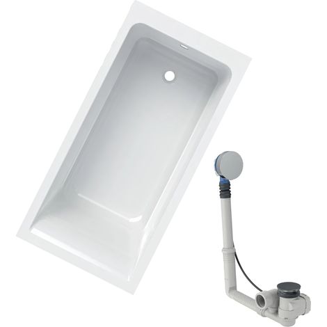 Geberit – Baignoire acrylique sanitaire rectangulaire 160x70cm – Avec pieds – Vidage rotatif – Capacité 178L – Hauteur 42cm (1/5)