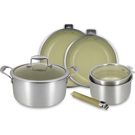 Batterie de cuisine 5 pièces en acier inoxydable avec 1 poignée, AGLAE (1/4)