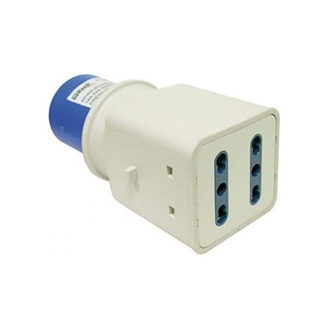 Adattatore industriale 250V spina CEE+2 prese bipasso REER (1/2)