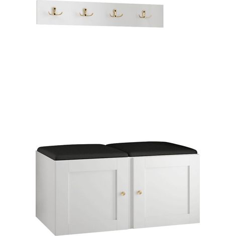 Conjunto para recibidor Hartford 376, Cuero ecológico Soft 011, 0x0x0cm, MDF, Aglomerado laminado, Cuero ecológico, Colocada, Montada en la pared