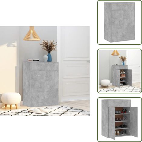 Scarpiera con ripiani - vidaXL Scarpiera Grigio Cemento 60x35x84 cm in Legno Multistrato - Scarpiera per chiavi