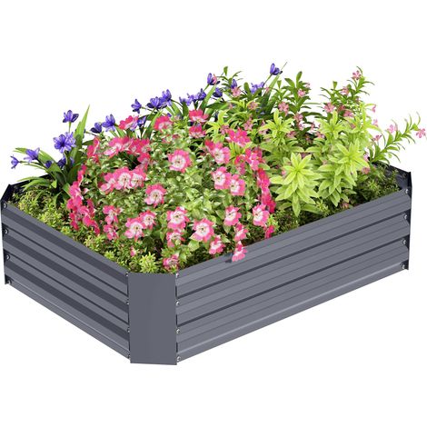 Jardinière surélevée en acier galvanisé, bac à plantes, jardinière de jardin, 120 x 90 x 30 cm, gris foncé (1/5)