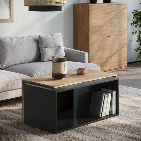 Couchtisch Paul, Anthrazit/Goldkraft Eiche, 90 x 48 cm, Vicco