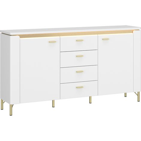 Sideboard 155 cm in weiß mit goldfarbenen Akzenten LUKA-129 (1/4)