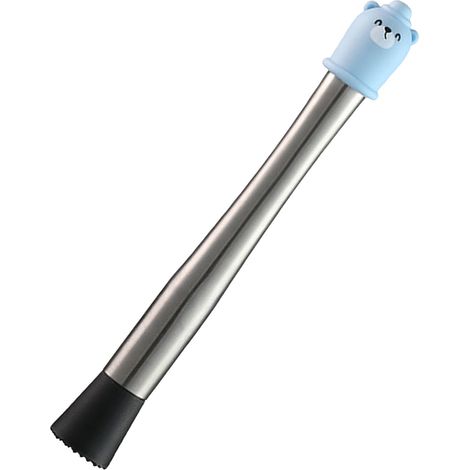 Pilon professionnel avec poignée confortable. Pilon professionnel facile à utiliser en acier inoxydable pour bar, bleu, 26 cm/10,2 pouces. (1/5)