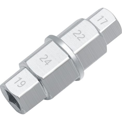 Sechskantwerkzeug für das Vorderrad von Motorrädern – Adapter von Spindel auf Innensechskant – 17 mm, 19 mm, 22 mm, 24 mm – Silber (1/3)
