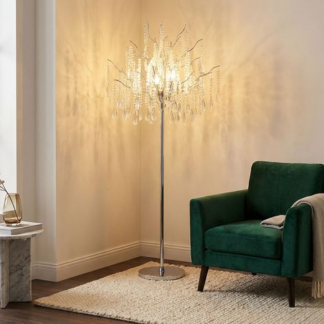 Stehleuchte Stehlampe Wohnzimmerlampe 5-flammig Silber Metall H 165 cm