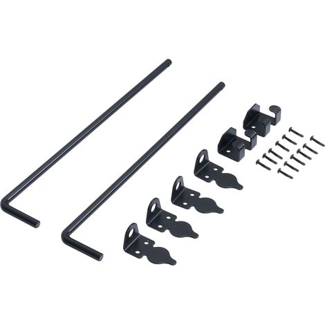 Lot de 2 verrous de sécurité pour portail, tige de retenue de 45,7 cm (18 pouces) en acier au carbone avec revêtement en poudre noir, étanche, pour clôture en bois (1/5)