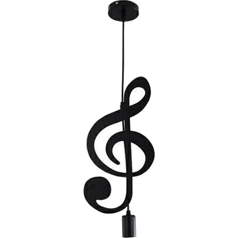 Pendelleuchte, Deckenleuchte aus Eisen, Musiknoten-Design, Kronleuchter mit Schirm für Loft, Bar, Studio, Geschäft, Esszimmer (C) (1/4)