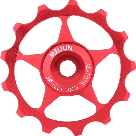 Poulie de vélo de route en aluminium, roulement de roue Jockey, dérailleur, rouleau de guidage de vélo (rouge, 13T) (1/5)