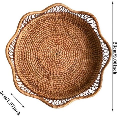 Panier en rotin tressé main rond pour fruits, pain et conservation alimentaire - Décoration cuisine (1/4)