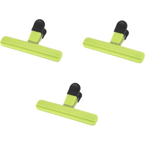 Clip per sacchetti, ecologica, con elevata capacità di chiusura, L - 3 pezzi, verde (1/2)