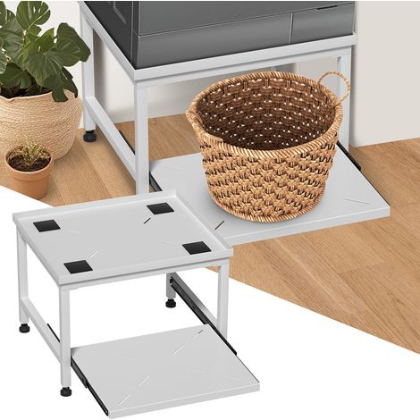 Jiubiaz Base para lavadora con estante Soportes para lavadora Blanco 63x54x45.5cm