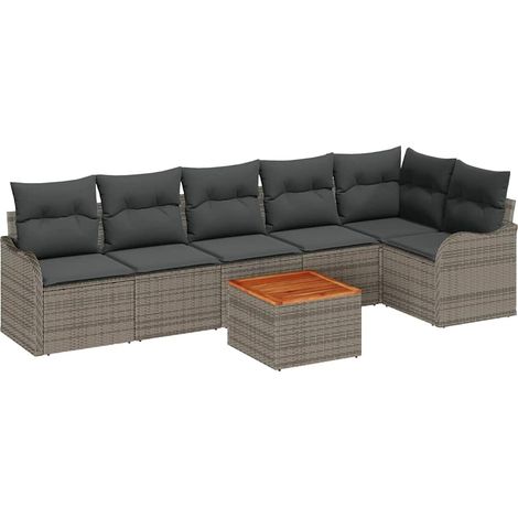 Garden Sofa Set 7 pcs Grey Poly Rattan vidaXL (1/5)