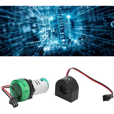 Voyant indicateur double affichage tension courant AC 50-500V 0-100A vert AD101-22VAM (1/5)