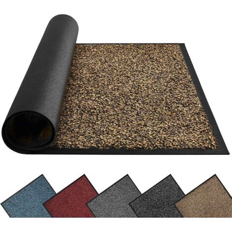 Tapis de porte Mibao anti-salissures pour intérieur et extérieur 40 x 60 cm, gris et noir, lavable, résistant et antidérapant, idéal pour l'entrée. (1/3)
