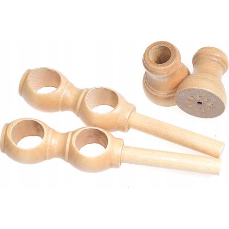 Staffa doppia in legno per asta per tende, diametro 28 mm, faggio, 2 pezzi. (1/5)