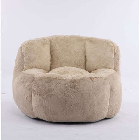 Fauteuil poire géant en fausse fourrure multicolore, canapé lounge avec mousse déchiquetée, soutien ergonomique, dessous antidérapant et poignée – CHICFURN pour salon et chambre (1/5)