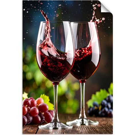 Selbstklebendes Poster – Wandsticker Weingläser mit Wein Trauben 20x30 cm (1/3)