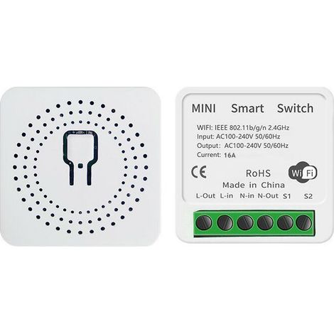 VURAHOME – WLAN-Mini-Smart-Schalter 16A DIY-Lichtschalter, 2-Wege, kabellos, Smart Home und Smart Life, 1 Stück (1/5)