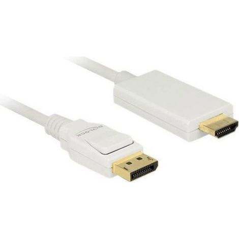 Câble vidéo DisplayPort - HDMI DeLOCK 1m - Blanc - Triple paire torsadée blindée