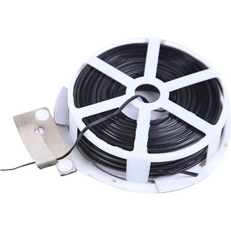 Cravate torsadée de jardin en plastique avec distributeur et cutter pour jardinage, maison, bureau (noir, 100 m) (1/5)