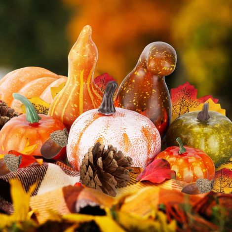 Citrouille Artificielle - Décoration Automne Halloween Noël Thanksgiving - Ensemble 86 Pièces avec Pommes de Pin Feuilles d'Érable et Glands (1/5)
