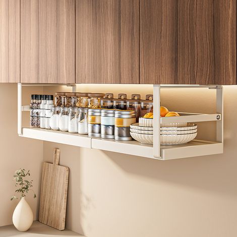 Organiseurs de tiroirs Étagère À Panier Suspendu,27-452215cm,Panier Suspendu en Métal, Panier Suspendu sous Armoire, Paniers de Rangement Suspendus pour Cuisine, Garde manger, Bureau (1/5)