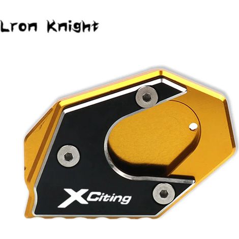 (Xciting Gold) Compatible avec les modèles KYMCO Xciting 250, 300, 350, 400 et 400i. Béquille latérale CNC, extension de béquille, plaque de support, support agrandissant la béquille. (1/4)