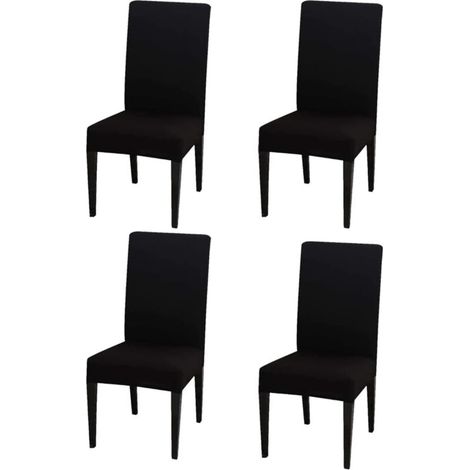 Set of 4 black chairs, high-back chair cover 383847cm, modern, elastic and washable, suitable for dining room and kitchen