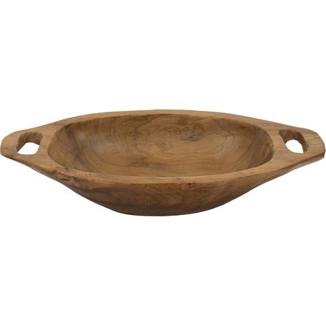 Ciotola svuotatasche Wan in teak riciclato con manici 37x26,5x7 cm — pezzo unico (1/5)