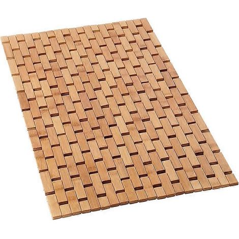 Tapis de bain en bambou - Tapis de bain pliable en bois - Accessoires pour salle de bain, sauna, spa, marche et sol - 61 x 41 x 1 cm (1/5)