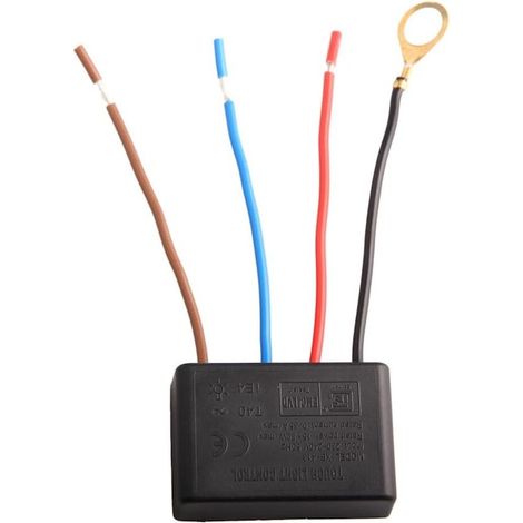 Interrupteur tactile pour lampe, 3 niveaux de luminosité, noir, 15 W-80 W, 230 V-240 V, variateur d'éclairage (1/5)
