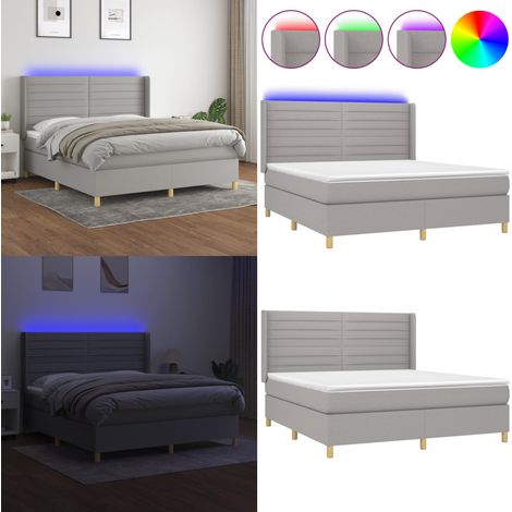 Boxspringbett mit Matratze & LED Hellgrau 160x200 cm Stoff - Boxspringbett - Doppelbett - Schlafsofa - Bettauflage - Lattenrost - Home & Living (1/5)