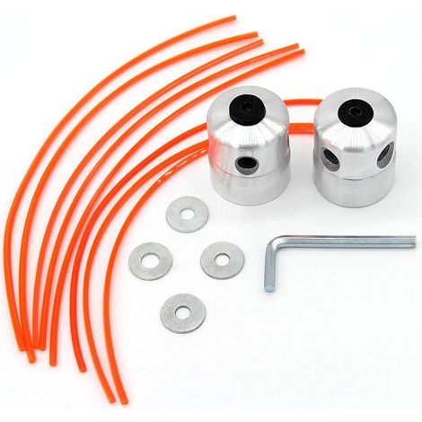 Lot de 2 têtes de fil en aluminium pour débroussailleuse, coupe-bordure, débroussailleuse, à double fil (1/5)
