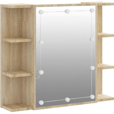 Mirror Cabinet with LED Sonoma Oak 70x16.5x60 cm vidaXL