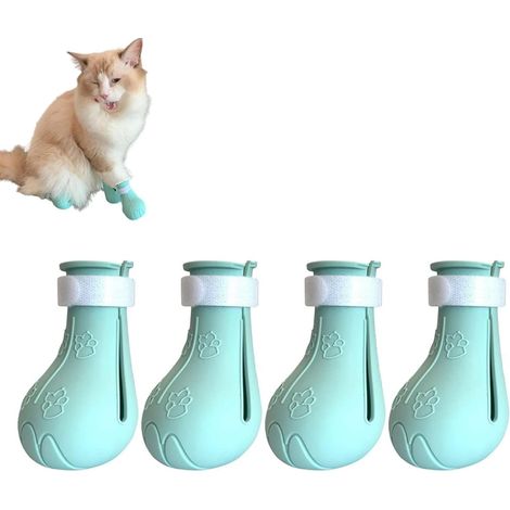4 Chausson,Matériau en silicone,Taille réglable,Couvre-pieds,Anti-rayures,Bain pour chat