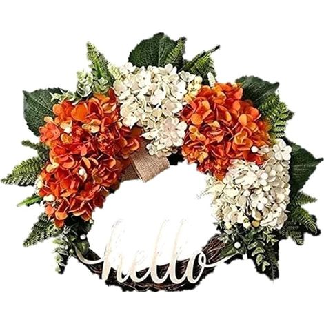 Couronne d'automne, Couronne pour Porte D'Entrée, Couronne D'Hortensia, Couronne d'automne, Couronne pour Décoration d'automne, Thanksgiving Automne Facile à Utiliser (1/5)