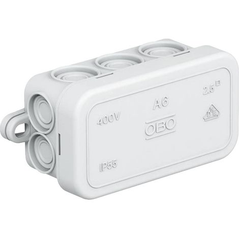 Obo Bettermann – Boîte de dérivation 2000001 80 x 43 x 34 mm gris clair (RAL 7035) IP55 – Pour espaces humides – Sans halogène – 1 pc(s) (1/3)