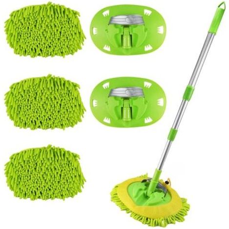 118CM Brosse Lavage Voiture Extérieur Telescopique de Nettoyage Kit,2 en 1 Brosse Telescopique de Nettoyage Camping Car, AVCE 3 Balai/2 Housse de Rechange, pour Caravane, Camion, Voitures (1/5)