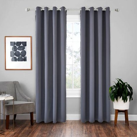 Lot de 2 rideaux occultants thermiques, 245 x 140 cm par panneau, doux et épais, isolation thermique et phonique, pour salon et chambre, gris (1/5)