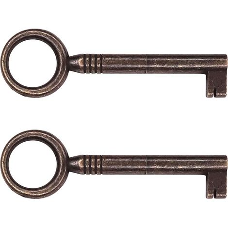 Set mit 2 runden 70-mm-Möbelschlüsseln – Polierte Oberfläche – Für antike und rustikale Möbel – Ersatz für Vintage-Schrankschlösser (1/3)
