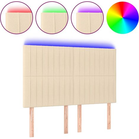 Maison Exclusive - Testiera a LED Crema 144x5x118/128 cm in Tessuto