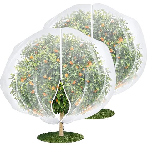 Lot de 2 Grands 2.4 2.4 m Filets Pour Arbres Fruitiers Avec Fermeture Éclair Et Cordon de Serrage, Filet De Jardin Réutilisable Pour Vergers, Cours, Fermes Et Jardins (1/4)